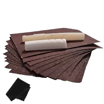 

New Acoustic Guitar Bone Bridge Saddle and Nut Kit With Guitar Accessories Parts Sand Paper and Clean Cloth