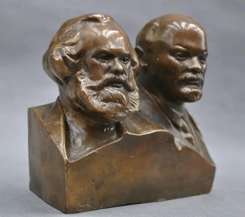 6 ''Великий коммунизм Маркс и Ленин бюст латунная статуя