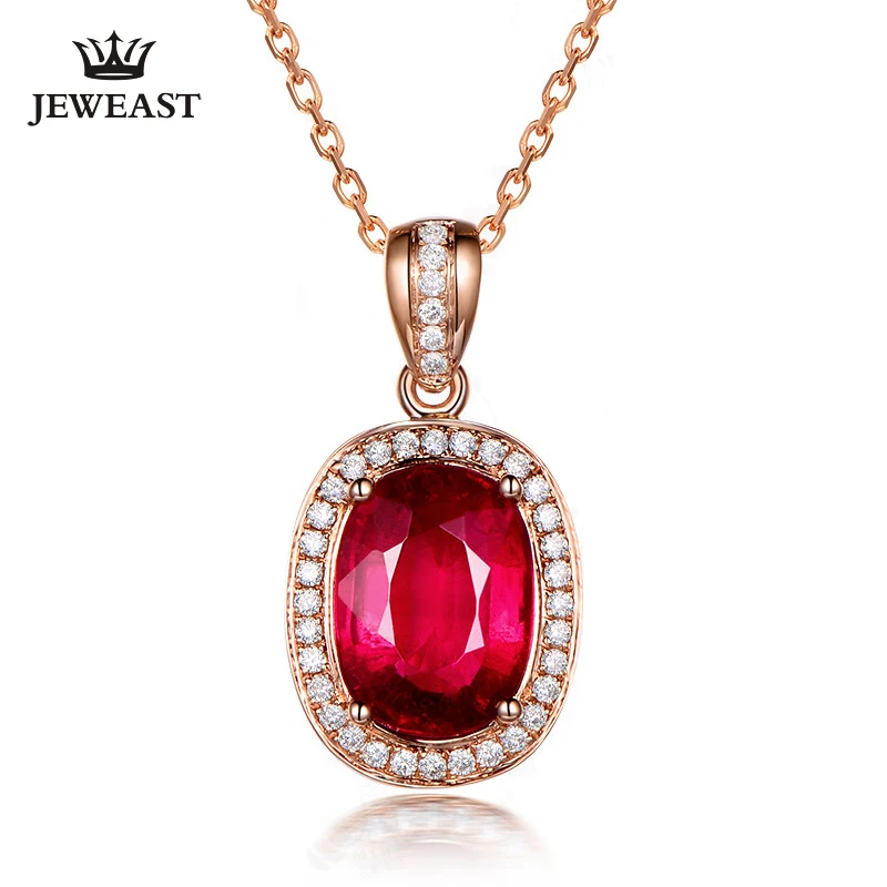 

Natural red tourmaline 18K Pure Gold Pendant Real AU 750 Solid Gold Upscale Trendy Classic Party Fine Jewelry Hot Sell New 2019