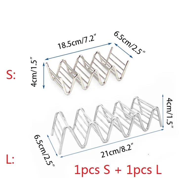 2 шт. держатели Тако из нержавеющей стали Taco Rack Shell Мексиканская стойка для еды пицца Taco Shell держатель стенд домашний бар Ресторан Еда шоу - Цвет: 1pcs S 1pcs L KT3040