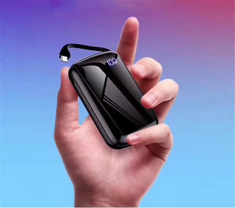 For Xiao Mi 20000mah Power Bank Detachable Cable External Battery Mini powerbank Ultra Thin Portable Charger for iPhone7 8 X