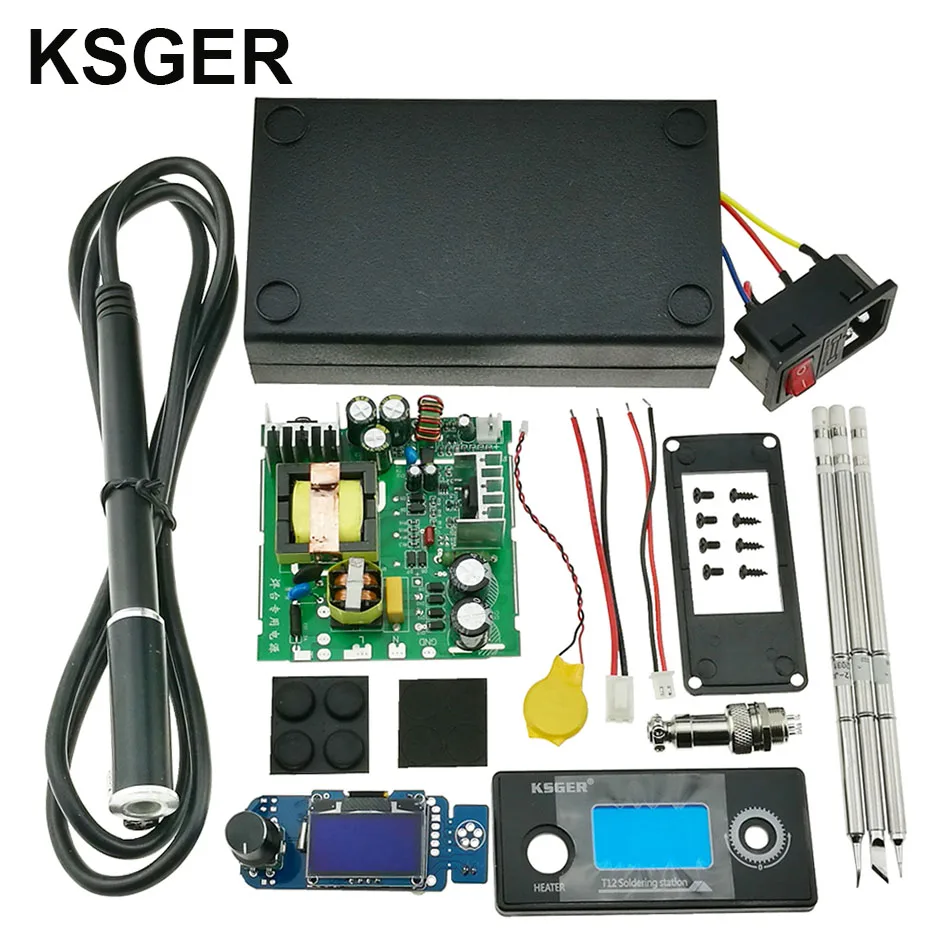 KSGER T12 STM32 V2.1S DIY наборы паяльник станция OLED контроллер ABS чехол из нержавеющей стали T12 наконечники FX9501 ручка из алюминиевого сплава - Цвет: sets 4