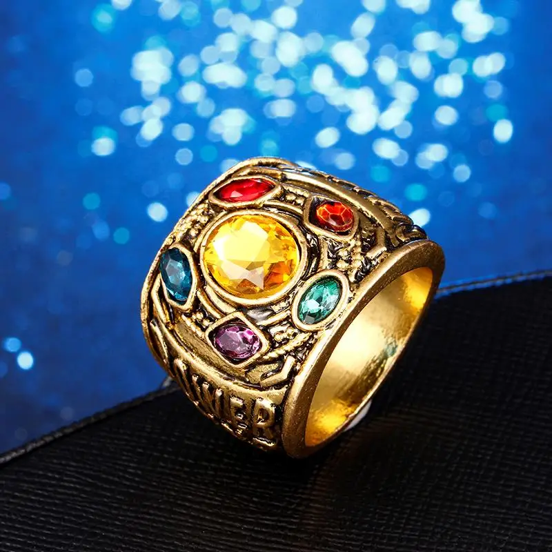 Железный человек Marvel Мстители 4 танос кольца Капитан Америка Gauntlet bague homme anillos mujer женские ювелирные изделия с кристаллами - Цвет основного камня: Red