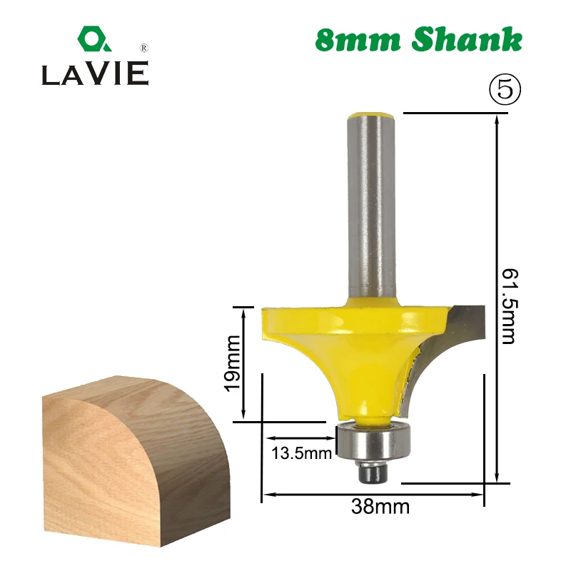 1 шт. 8 мм Фреза деревянная фаска угловая круглая резьба дверная рама кружевной нож Классическая бухта т слот двойной Римский Ogee волнистый край бит - Длина режущей кромки: NO.5