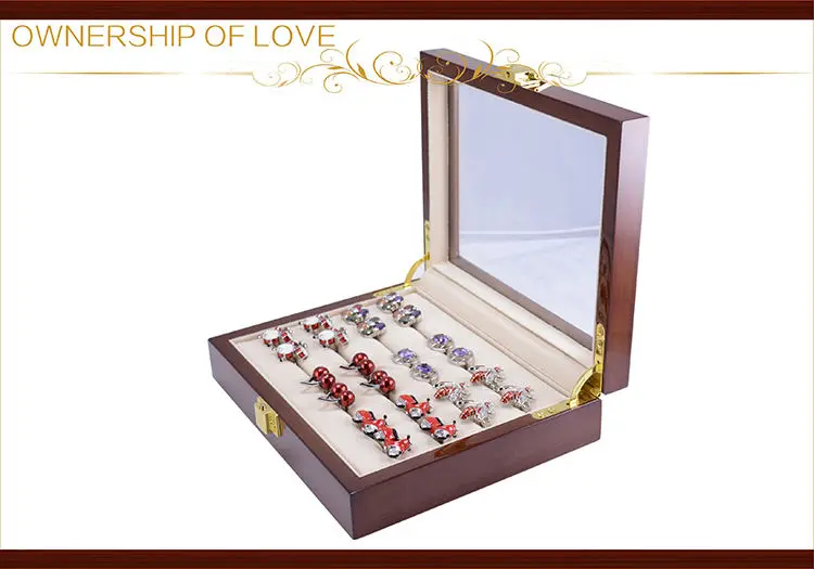 Бижутерия savoyshi, роскошная стеклянная коробка для хранения, 12 пар, вместительная коробка с кольцом, высокое качество, окрашенная деревянная коробка, аутентичный Размер 185*150*46 мм