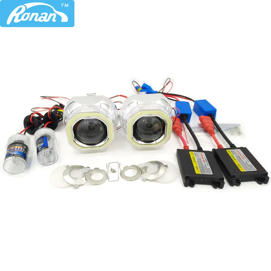 RONAN 2 5 HID Bi Xenon Projector Headlight Lens LHD RHD H1 H4 H7 Square COB