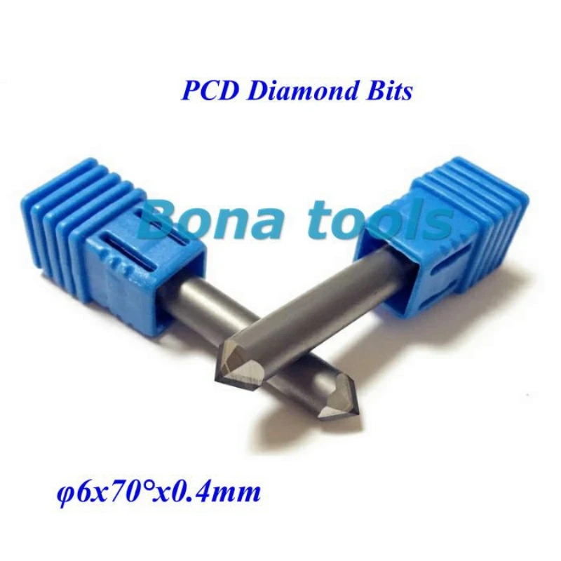 MORE Durable 3pcs 70 Angle 6x0.4mm TWO Edge PCD Diamond Router Bits CNC