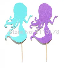 Пользовательские блеск Кубок Русалка торт Топпер S выбирает на день рождения Ocean Свадебная вечеринка торт Топпер пищевой зубочистки