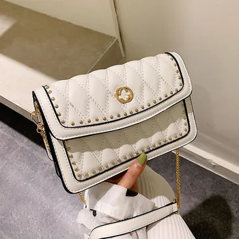 

New 2019 Korean Lingge Chain Single Shoulder Bag Fashion Embroidery Line
