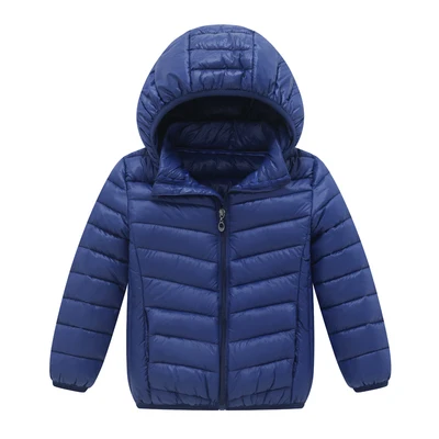 Детская куртка для девочек и мальчиков, весенне-осенний светильник, верхняя одежда, парки зимняя куртка для мальчиков-подростков, детское пуховое хлопковое пальто для детей возрастом от 2 до 15 лет - Цвет: navy blue hooded