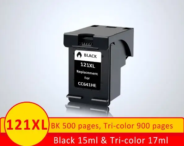 XiangYu 2 шт. 121xl пополнен Замена чернильных картриджей для hp 121 121XL картридж с чернилами для принтера D2563 F4283 F2423 F4213 - Цвет: BK 1PC
