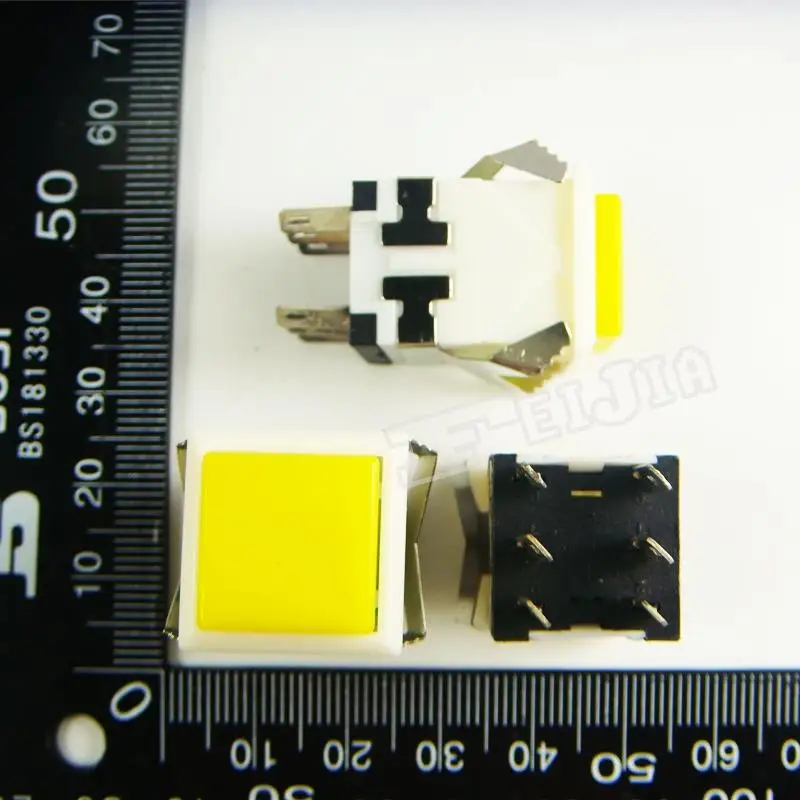 

KD2-23 Button color Yellow 3A/250V 6Pin Self-locking Push Button Switch 10Pcs/lot