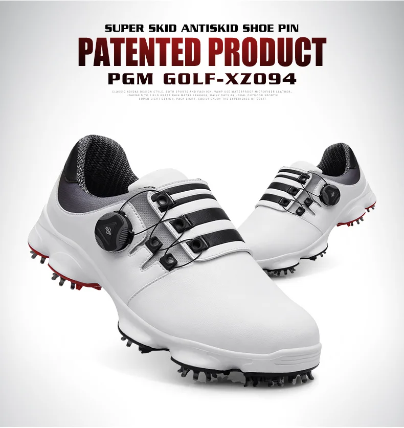PGM/ Новое поступление, Мужская обувь для гольфа, нескользящая, водостойкая, дышащая, с ремешком, с вращающейся пряжкой, спортивная обувь для мужчин, размер США 7-10