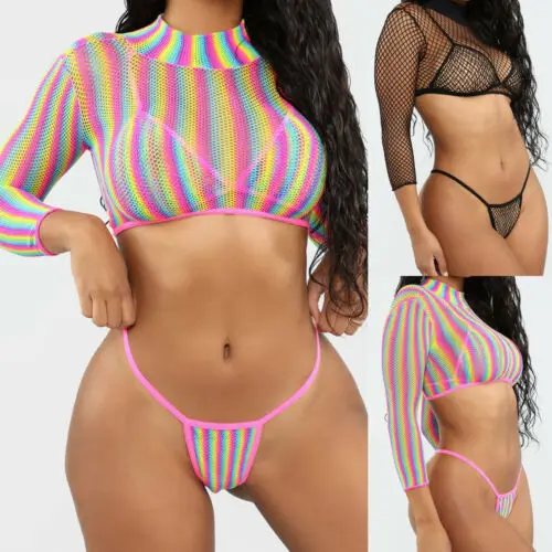 

3PCS Women Summer Swimsuit Sheer Mesh See-through Thong Hollow Out Cover up Bikini Push-up Thong Bathing Swimwear