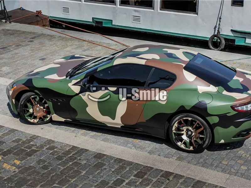 Military Green Jumbo Camo Vinyl Wrap Roll Bubble Free For SUV TRUCK Jeep Wraps 10M/Rollin Car