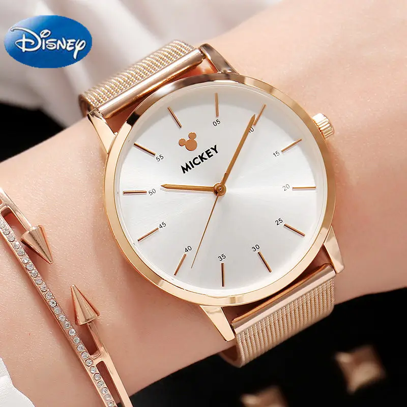 Disney Микки Мышь Для женщин часы класса Люкс Кварцевые наручные для
