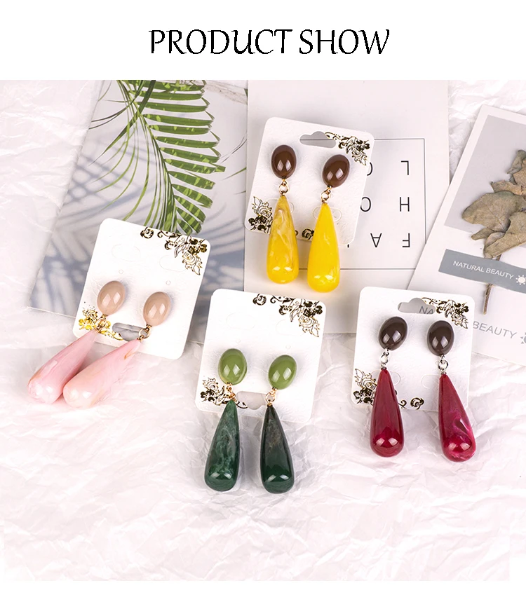 YUQINQIN Classic Drop Earrings for Women Statement Acrylic Long line Dangling Earings Fashion Elegant Resin Party Dangle Earring (5)