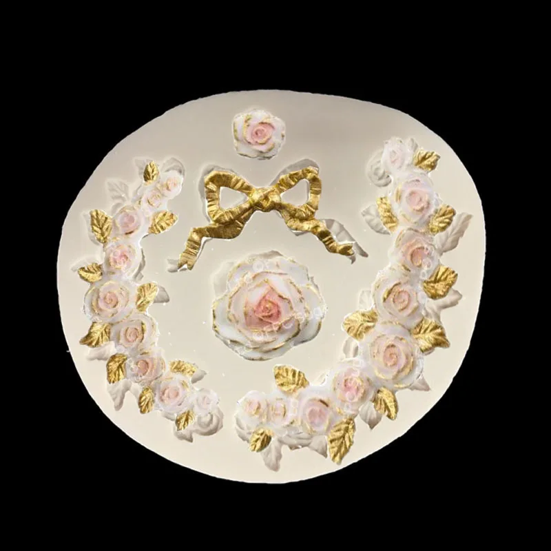 

Rose Swangs Fondant Cake Molds Silicone Mold Bow Flower Garland Border Cupcake Kitchen Cozinha Cookie Cutter Christmas