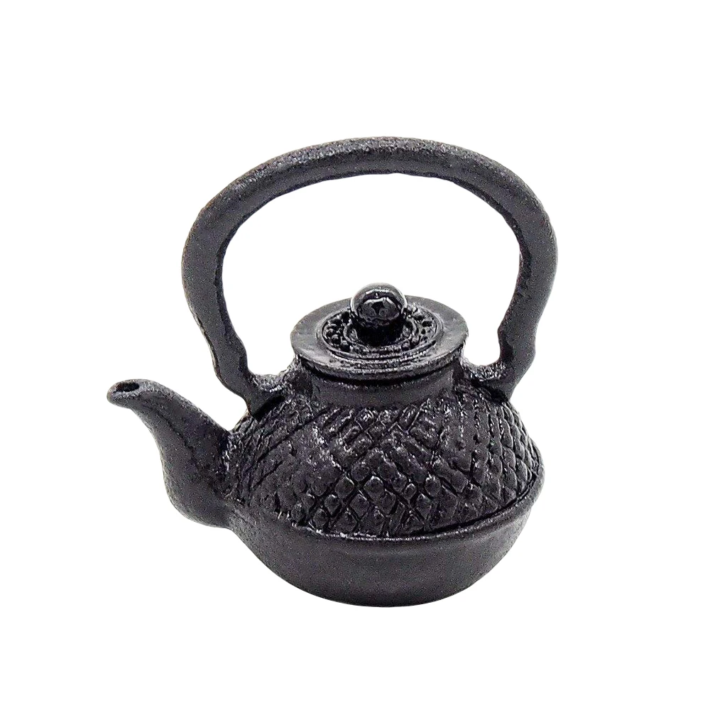 

Odoria 1:12 Miniature Black Teapot Vintage Embossed Metal Kettle Tableware Dollhouse Kitchen Accessories