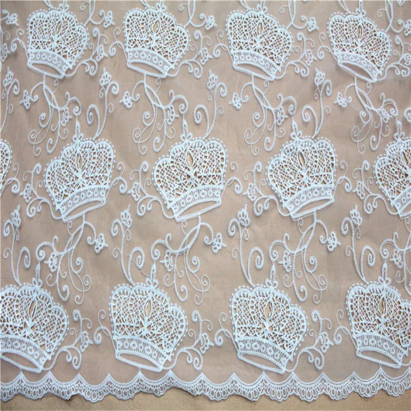 

Free Shipping width125cm Crown pattern Water soluble lace fabrics diy three - dimensional embroidery polyester silk fabric
