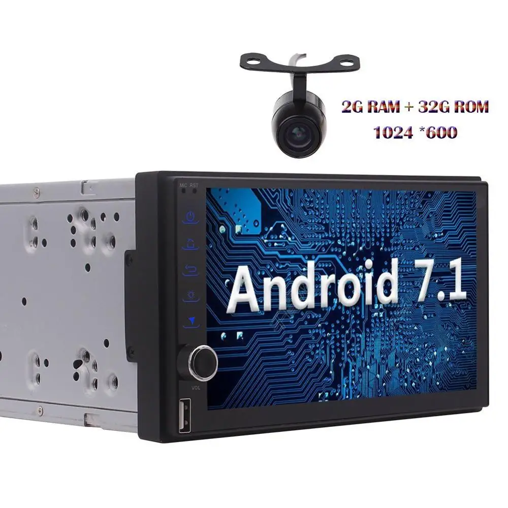 

Android 7.1 2din Autoradio Octa-core Stereo HD Touchscreen GPS Sat Navi Bluetooth Radio USB/SD Camera FM WIFI 4G/3G Head Unit