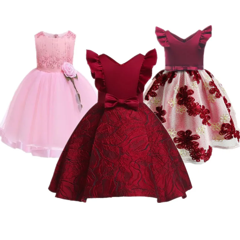 Новые модные рождественские платья принцессы для девочек, праздничная одежда, бальное платье для девочек, Платье До Колена, стиль для детей 2-9 лет