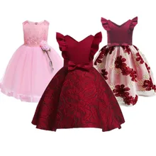 Новые модные рождественские платья принцессы для девочек, праздничная одежда, бальное платье для девочек, Платье До Колена, стиль для детей 2-9 лет