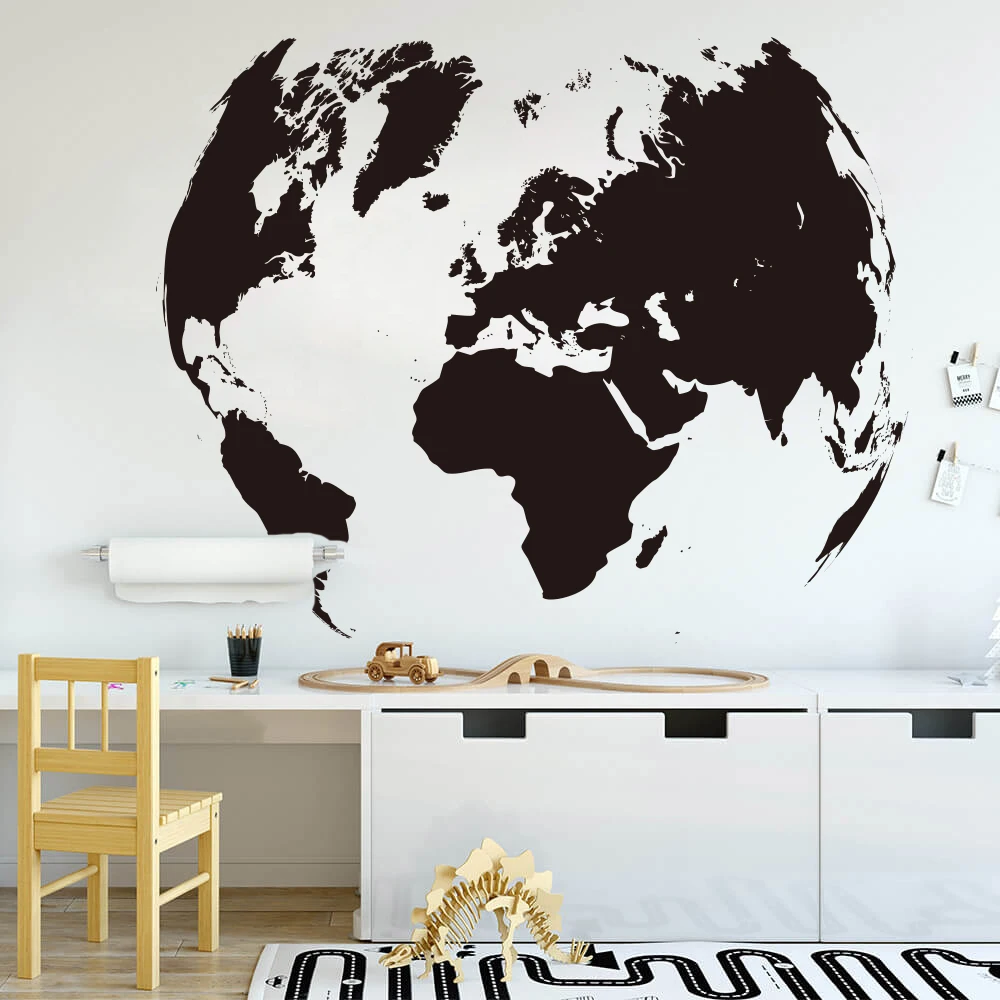 Large World Map Global Earth Wall Decal Office Classroom Travel World Map Earth Wall Sticker Kids Room Bedroom Vinyl Home Decor (1)