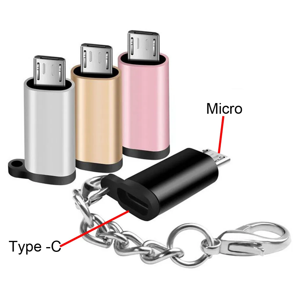 

Type c to Micro USB Adapter Android Phone Cable Charger Converter for Xiaomi Mi6 Mi5 Huawei P9 P10 letv Type-c with Key Chain