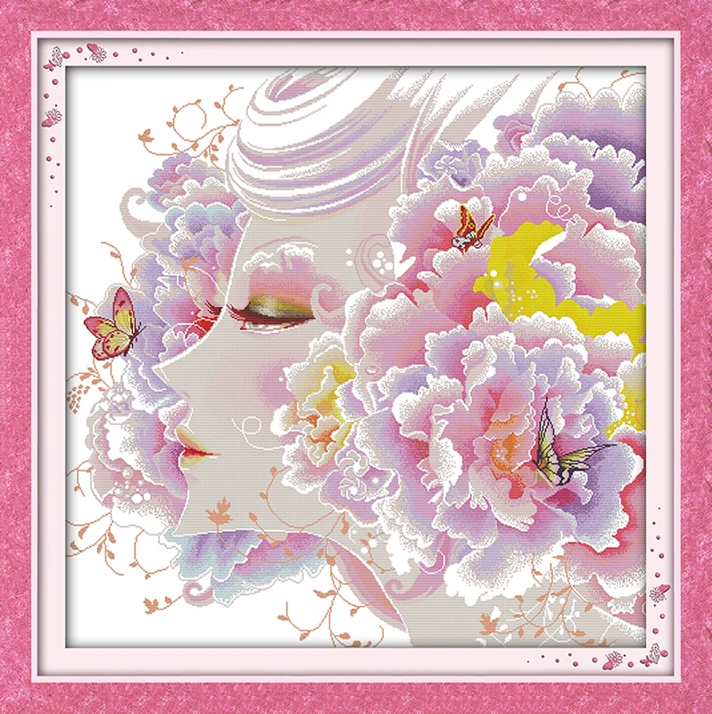 

The perfect beauty Counted 11CT Printed 14CT DMC Cross Stitch Set DIY Chinese Cotton Cross-stitch Kit Embroidery Needlework