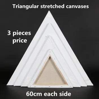 

60cm size artist Triangular shape stretched canvas 3 pieces price
