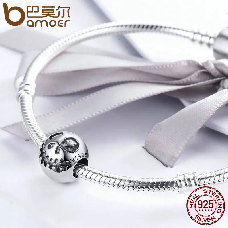 Lady Silver Ghost Face Skull Head Beads Charm Fit 925 Sterling Original Bracelet