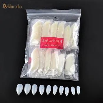 

500Pcs Short Stiletto Point Shape False Fake Nails Art Tips Professional Artificial Fingernails Salon French Full Cover Nail Tip