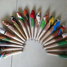 20 шт Новое поступление шариковая ручка для резьбы по дереву милый мультяшный цветной рисунок ручной работы Ручка для птиц рекламная деревянная ручка для животных
