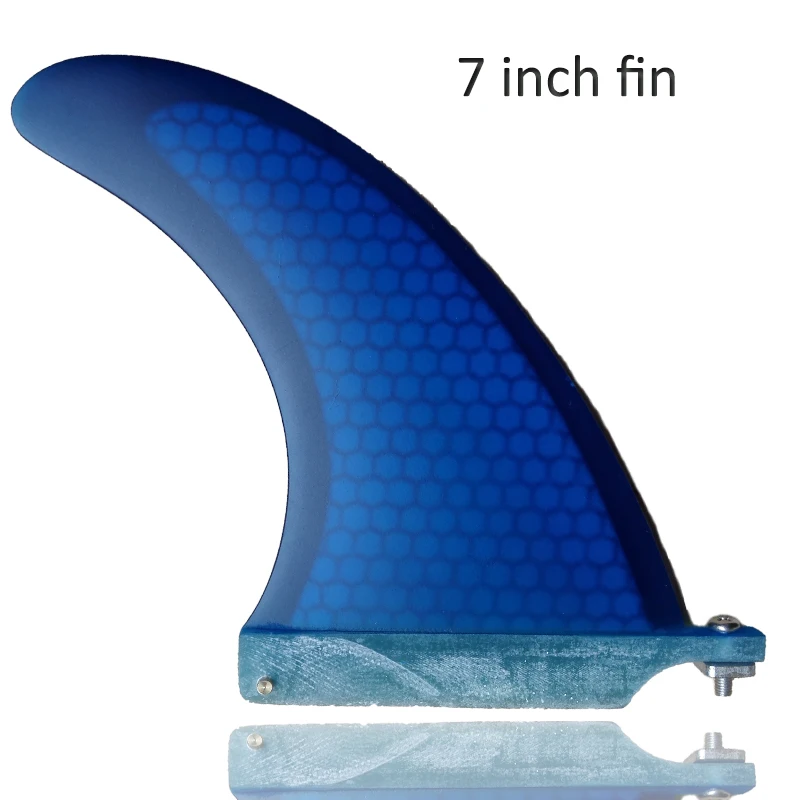 7 inch fiberglass center US base surf fin blue long board fin
