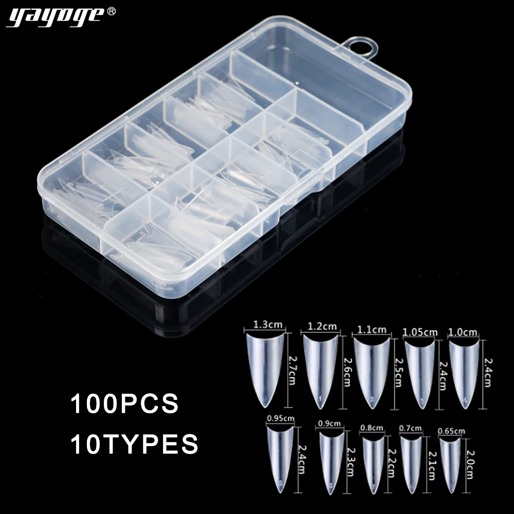 

Yayoge 100pcs French Half Nail Tips Natural False Nails Acrylic art tips For Nail Extension Manicure Tool