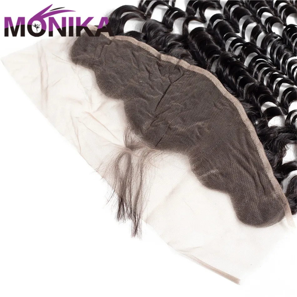Monika Hair Peruvian Deep Wave Closure 13x4 Ear To Ear Lace Frontal Closure 130% Density Non Remy Human Hair Swiss Lace Closure