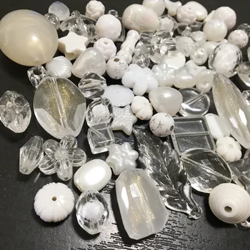 

Mixed Clear and White Acrylic Beads, Pack of 500 gram(around 1000pcs), Jewelry Craft Beads
