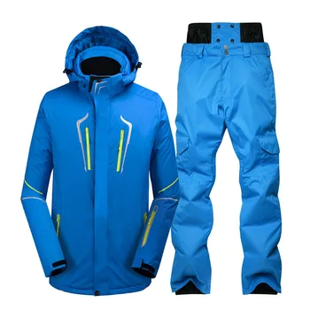 

New ski suit men's winter windproof warm -30 degree sports outdoor snowboard jacket men's + veneer camouflage ski pants