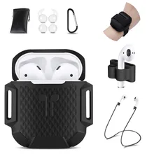 AirPods Case GIM 8 in 1 AirPods Accessories Silicone Airpods Protective Cover Set Clip Holder/Keychain Earhooks/Soft Storage Bag