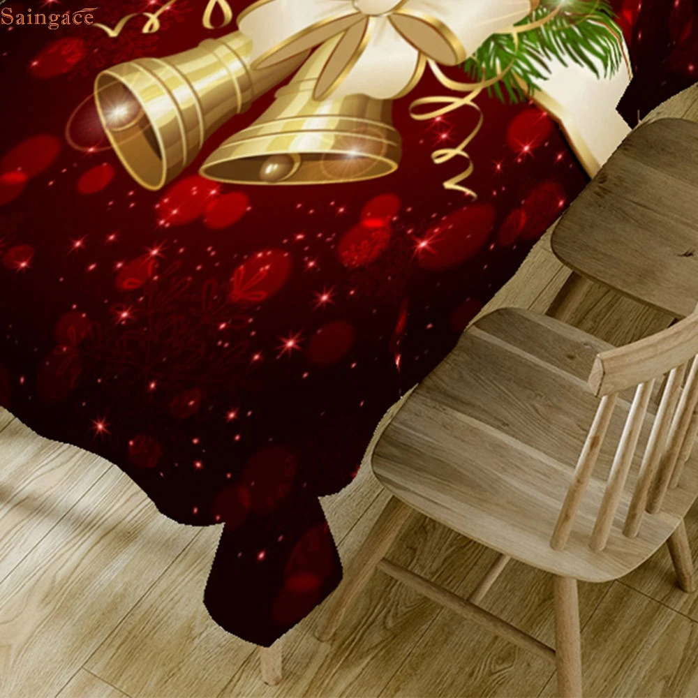 

Saingace Drop Shipping Christmas Tablecloth Dustproof Table Cover X-mas Thanksgiving Dinner 3D Tablecloth Home Party Decor OEM