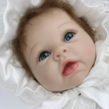 2" 55 см силиконовые куклы Reborn Младенцы hite принцесса платье синие глаза мохер, закрепленный с помощью корня bonecas Лучшие девушки Подарочное свадебное украшение