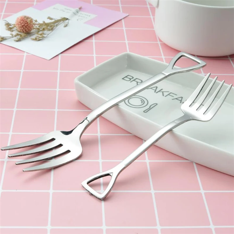 TENSKE Shovel Wrench Shape Tableware Home Kitchen Stainless Steel Fork Spoon Nonstick kitchen Tool C0411#30                     02