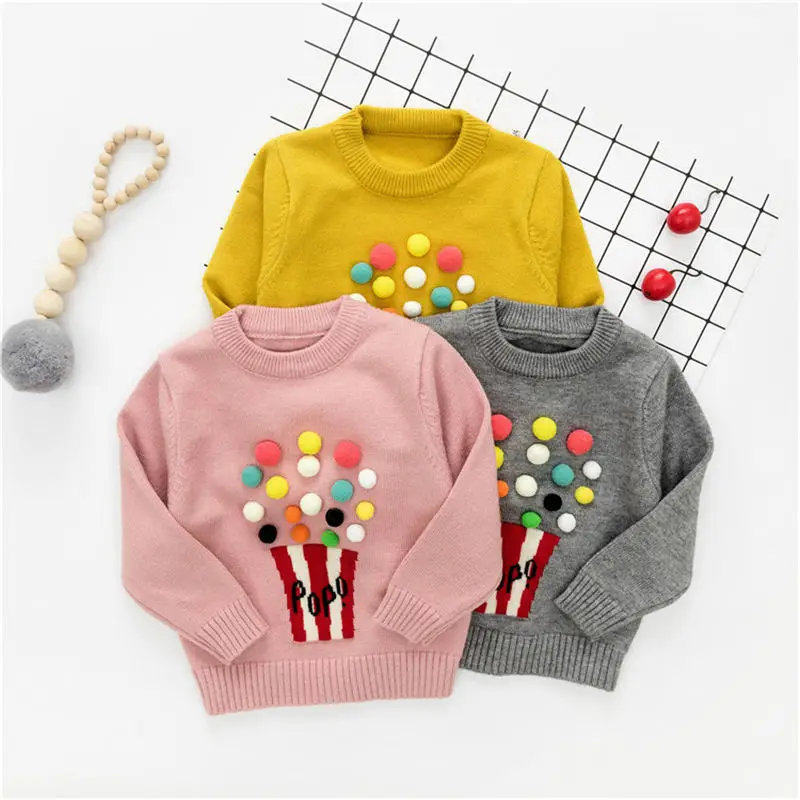 

Baby Girls Clothes Sweaters Newborn Boys Long Sleeve Pompon Warm Knitted Clothes Baby Cartoon Woolen Sweater Cardigan Outwear