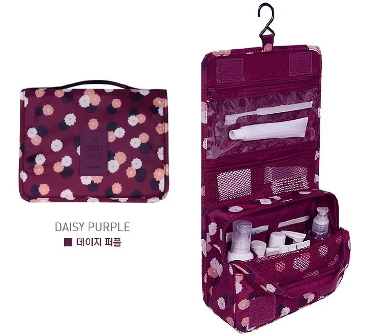 DAISY PURPLE 24X19.5 Дорожный Чехол-органайзер для туалетных принадлежностей, многофункциональная сумка для хранения, сумка-Органайзер, переносная сумка для хранения на молнии - Цвет: DAISY PURPLE 24X19.5
