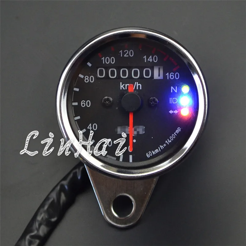 Motorcycle Dual Odometer Speedometer Gauge Meter light Signal LED