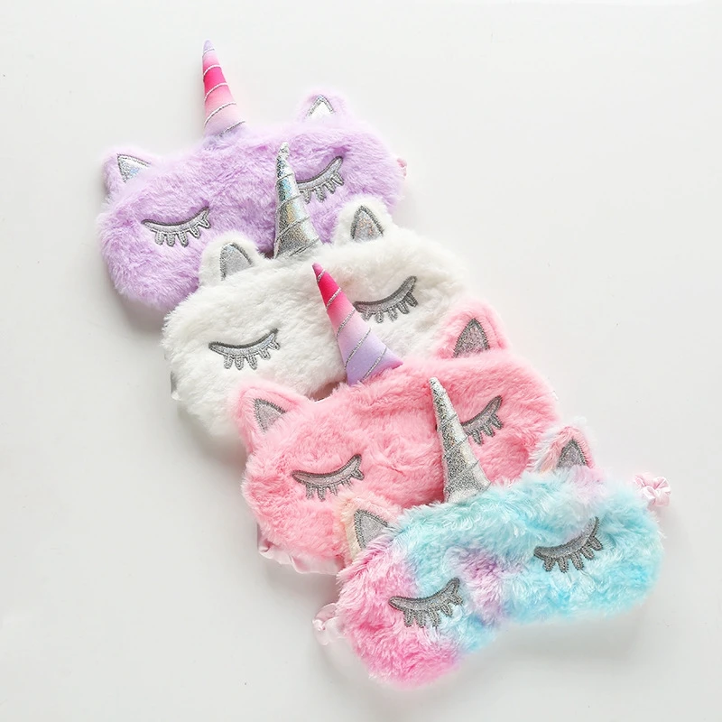 

2019 New 1Pc Mini Cartoon Cute Unicorn Eye Mask Sleep Mask Plush Toys Colorful Headband Decoration Children Eye Mask Toys Gifts