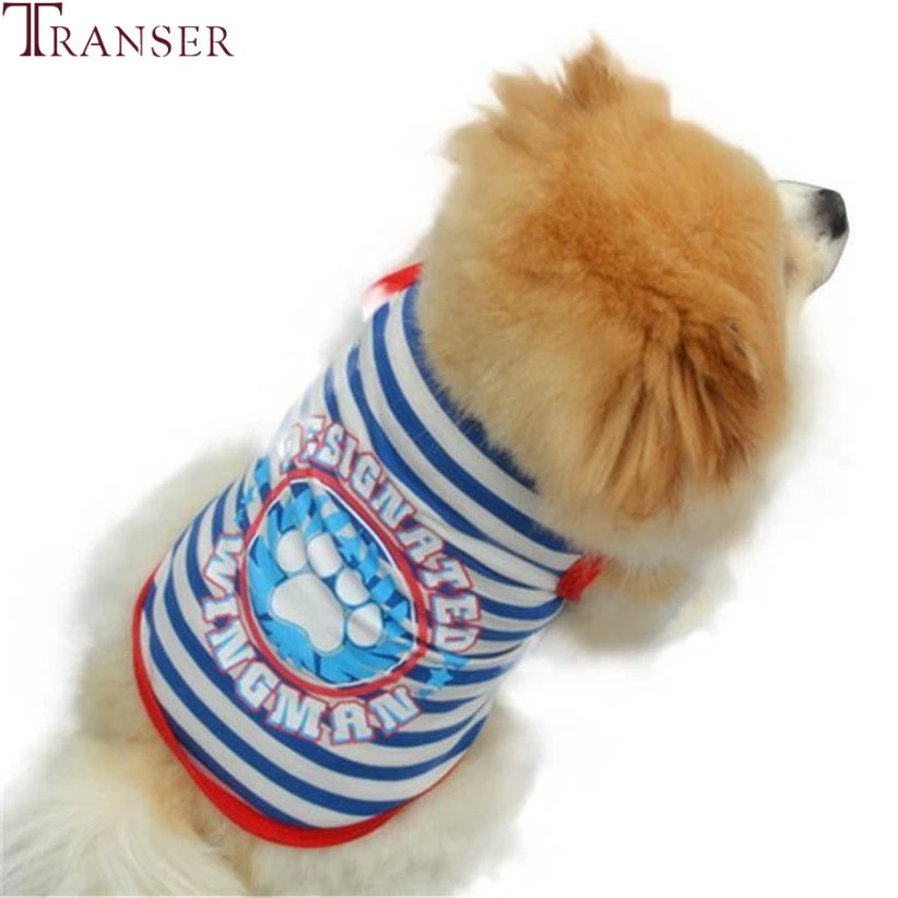 

Transer Pet Dog Clothes For Small Dogs Summer Sailor Striped Dog Vest Puppy Pet Tee Shirt 80118