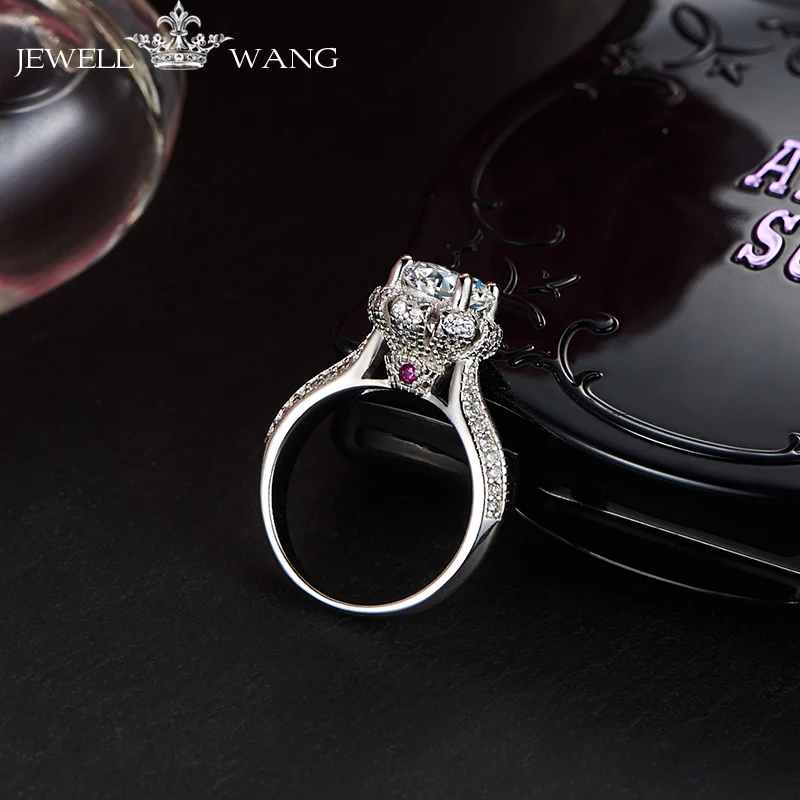 Кольца jewelwang с муассанитом для женщин роскошный рубиновый Алмазный боковой