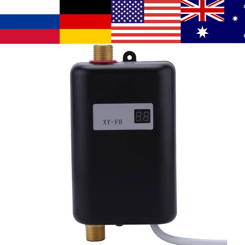 220 В 3400 Вт мини-Электрический проточный водонагреватель мгновенный нагреватель горячей воды Ванная комната Кухня стиральная черного цвета